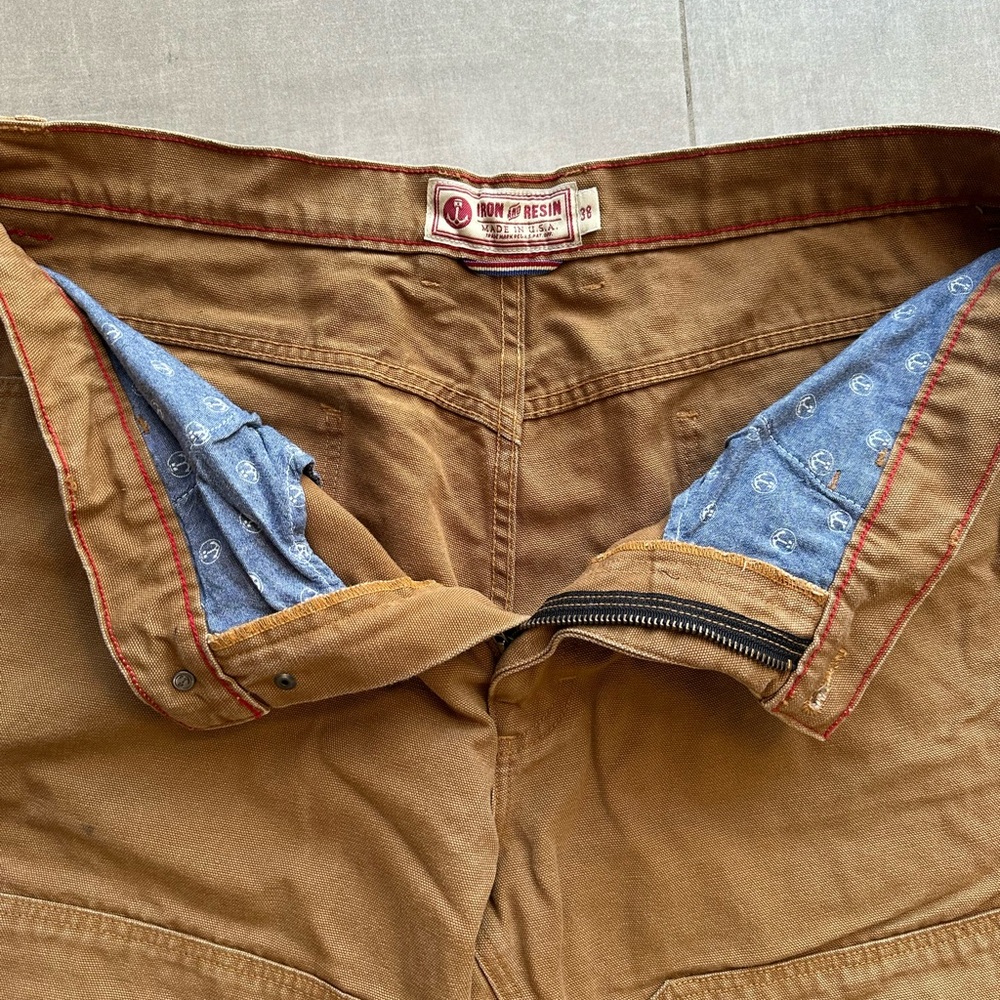 Iron & Resin Brown Men's Heavy Duck Cotton Anvil Work Pants 38 X 32 - Picture 5 of 10